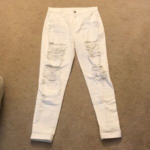 White ripped jeans